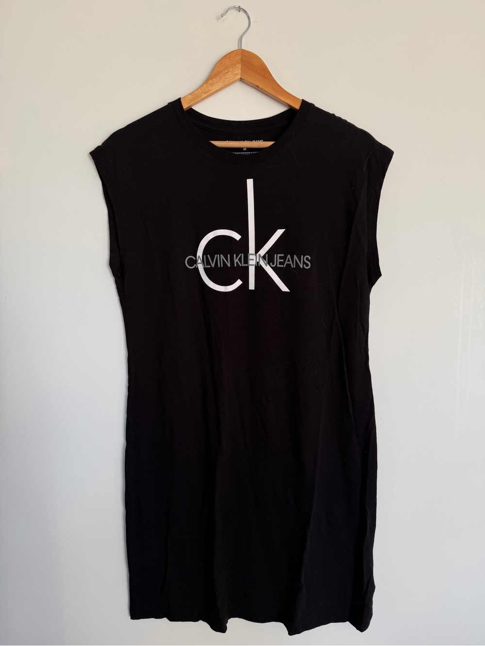 Calvin Klein Jeans Logo T-Shirt Dress | Black Sleeveless CK Dress | Size M